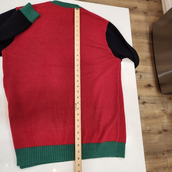 Ugly Christmas Sweater Let It Glow Reindeer Sweater Men's Large Red Green Black - Picture 11 of 13